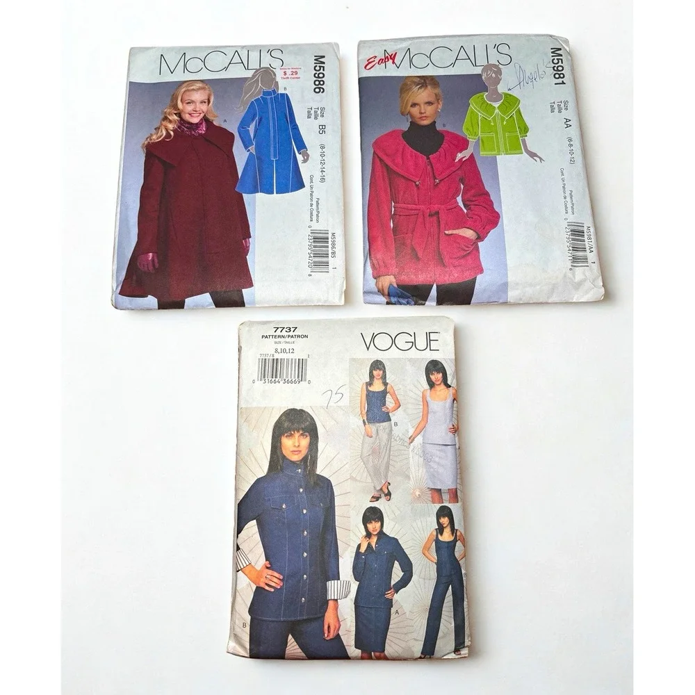 Vintage Lot of 3 Sewing Patterns: McCall's M5986, McCall's M5981, & Vogue 7737